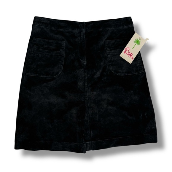 Lilly Pulitzer Dresses & Skirts - VINTAGE Lilly Pulitzer Black Velvet Suede Leather DANA Skirt SZ 8 NWT